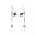 2 Pack Halloween Skeleton Arm Stakes with Lighted Lanterns, 17.7 Inch Outdoor Solar Skeleton Hand Pathway Lights, Waterproof Spooky Yard Decor for Lawn, Pathway, Graveyard & Halloween Party