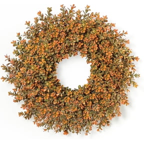 26'' Fall Wreath for Front Door, Artificial Gradient Boxwood Wreath | Large Fall Door Wreath, Faux Autumn Wreath for Door Porch Window Farmhouse Wall Home Indoor Outdoor Thanksgiving Fall Decor