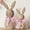 Satmonnus Rattan Effect Resin Bunnies with Light Pink Bow 2-Pcs Large & Small, Easter Decorations Bunny Figurines Set, Farmhouse Spring Table Centerpiece Decor for Home Wedding Gift