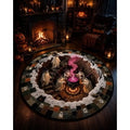 3D Haunted Staircase Round Rug – Spooky Halloween Optical Illusion Area | Ghost Vortex Quilted Floor Mat Soft Crystal Velvet Nonslip Backing for Bedroom Living Room Entryway Haunted House Party Decor