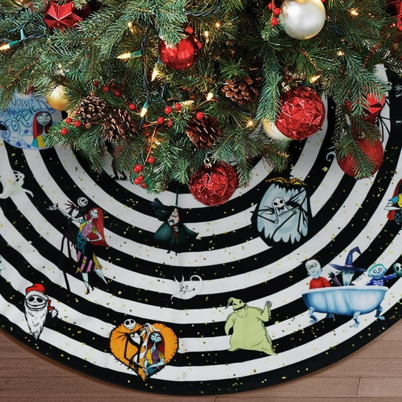 48 Inch Nightmare Before Christmas Tree Skirt - Soft and Cozy Farmhouse Holiday Decor, Xmas Tree Base Cover, Perfect for Christmas Party, Winter Holiday Decorations