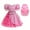 Satmonnus Halloween Princess Dress, Pink Princess Dress with Wig for G'*irls, 2-Piece Heart Cosplay Costume Set with Puff Sleeve Skirt & Pink Wavy Hair for Halloween Birthday