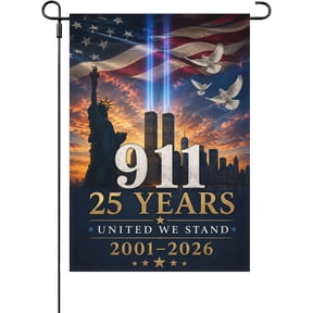9/11 25th Anniversary Garden Flag 12x18 Double Sided, 2001-2026 United We Stand Patriot Day Yard Flag, September 11 Twin Towers Memorial Outdoor Decor