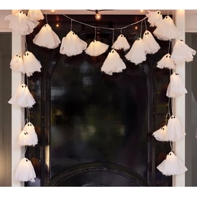 Halloween Ghost String Lights, 6Ft Outdoor Halloween Decorations Lights with White Ghosts Lights, Hanging Ghosts Fairy Lights Listed for Patio Garden Backyard Party Bedroom Window