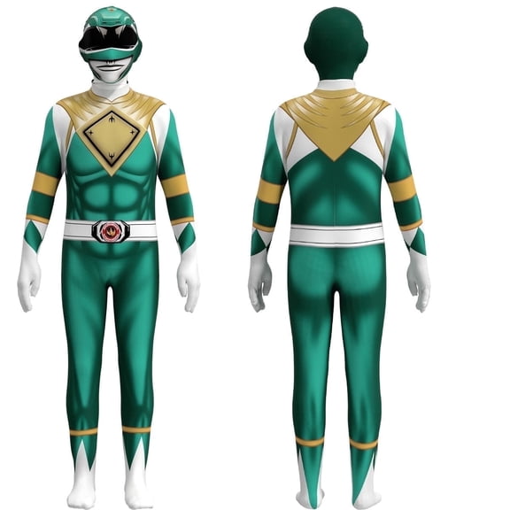 Power Rangers Cosplay Jumpsuit Fancy Dress up Costume Party Playsuit Costume Cosplay Full Bodysuit Halloween 3D Style for 5-6 Years