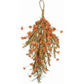 Satmonnus 25-Inch Artificial Orange Floral Teardrop Swag, Faux Flower Hanging Wreath Garland for Front Door, Wall, Porch, Autumn Harvest Fall Thanksgiving Day Home Decor