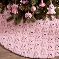 Satmonnus 36 Inch Pink Halloween Ghost Tree Skirt Soft Plush Faux Fur Tree Ornaments with 3D Ghosts for Halloween Christmas Decorations Spooky Season Fall Holiday Party Decor
