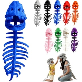 Satmonnus Dinosaur Skeleton Halloween Costume, 3D Spinosaurus Skull Mask & Plush Spine for Dress-Up Play,Skeleton Design Dinosaur Skull Outfit,Halloween Party Themed Cosplay Props