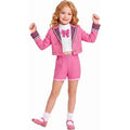 Satmonnus G'i'rls Pink Halloween Cosplay Costume, Pink Blazer and Shorts Costume Set Halloween Dress Up Party for K'i'ds 5-12 Y