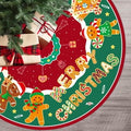 Satmonnus Ginger Christmas Tree Skirt, 48 Inch Christmas Ginge Man Tree Mat with Cute Candy Cane Merry Christmas Design for Winter Xmas New Year Party Supplies, Christmas Decorations for Tree
