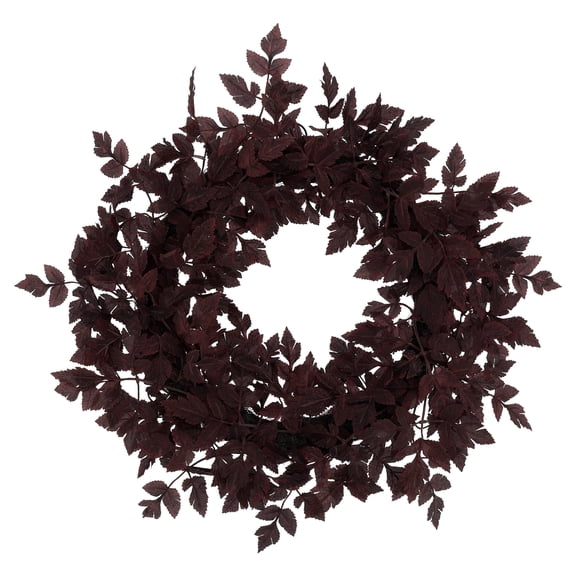 Satmonnus Halloween Burgundy Fall Wreath for Front Door, Dark Leaf Autumn Wreath, Elegant Faux Foliage Door Decor for Halloween Thanksgiving Porch Mantle Wall Display