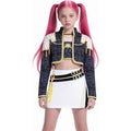 Satmonnus Halloween G'irls Pop Star Costume Set - Black & Gold Dance Outfit with Crop Jacket and Shorts for K‘’ids Stage Performance & Halloween