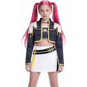 Satmonnus Halloween G'irls Pop Star Costume Set - Black & Gold Dance Outfit with Crop Jacket and Shorts for K‘’ids Stage Performance & Halloween