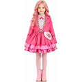 Satmonnus Halloween Princess Costume for G'irl's, Pink Princess Cosplay Costume Set with Jacket and Heart Bag, Deluxe Birthday Cosplay Party Dress Up Outfit for K*-ids