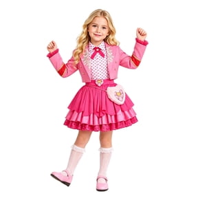 Satmonnus Halloween Princess Costume for G*-irls,Pink Heart Costume for Little One, Princess Dress Up Outfit Set with Jacket and Bag for Halloween Stage Performance
