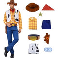 Satmonnus Mens Cowboy Costume, Adult Costume Set Western Sheriff Outfit Halloween Cosplay Costume with Hat and Accessories, Halloween Uniform Fancy Dress Costume