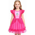 Satmonnus Pink Princess Dress for G*-irls, Flutter Sleeve Little One Cosplay Costume for Halloween Birthday Party, Tulle Gown Fits Age 3-12 Years