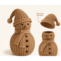 Satmonnus Woven Christmas Snowman Ornament, Rustic Rattan Snowman Storage Basket with Removable Hat Lid, Woven Christmas Snowman Candy Jar Figurine for Tabletop Mantel Farmhouse Holiday Decor
