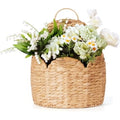 Wicker Door Basket Scalloped Hanging Storage Basket,Water Hyacinth Woven Wall Baskets for Front Door Decor, Hangable Storage Organize for Flowers,Planter,Wicker Baskets for Organizing Garden