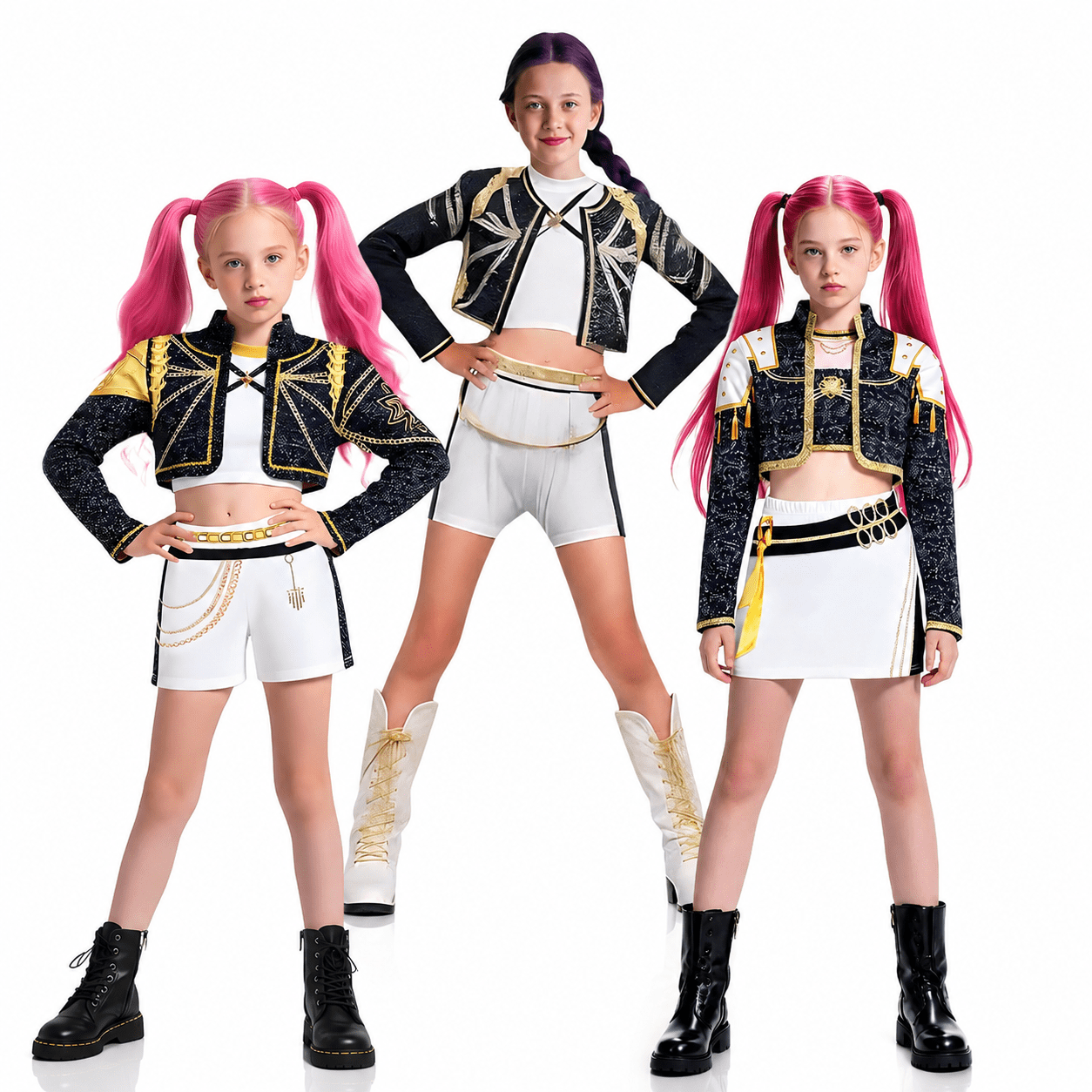 Girls black and gold pop star costume - image 1