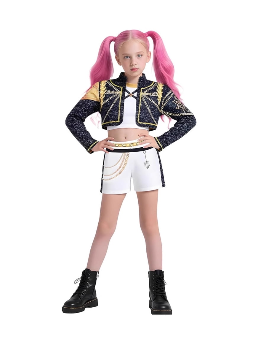 Girls black and gold pop star costume - image 2