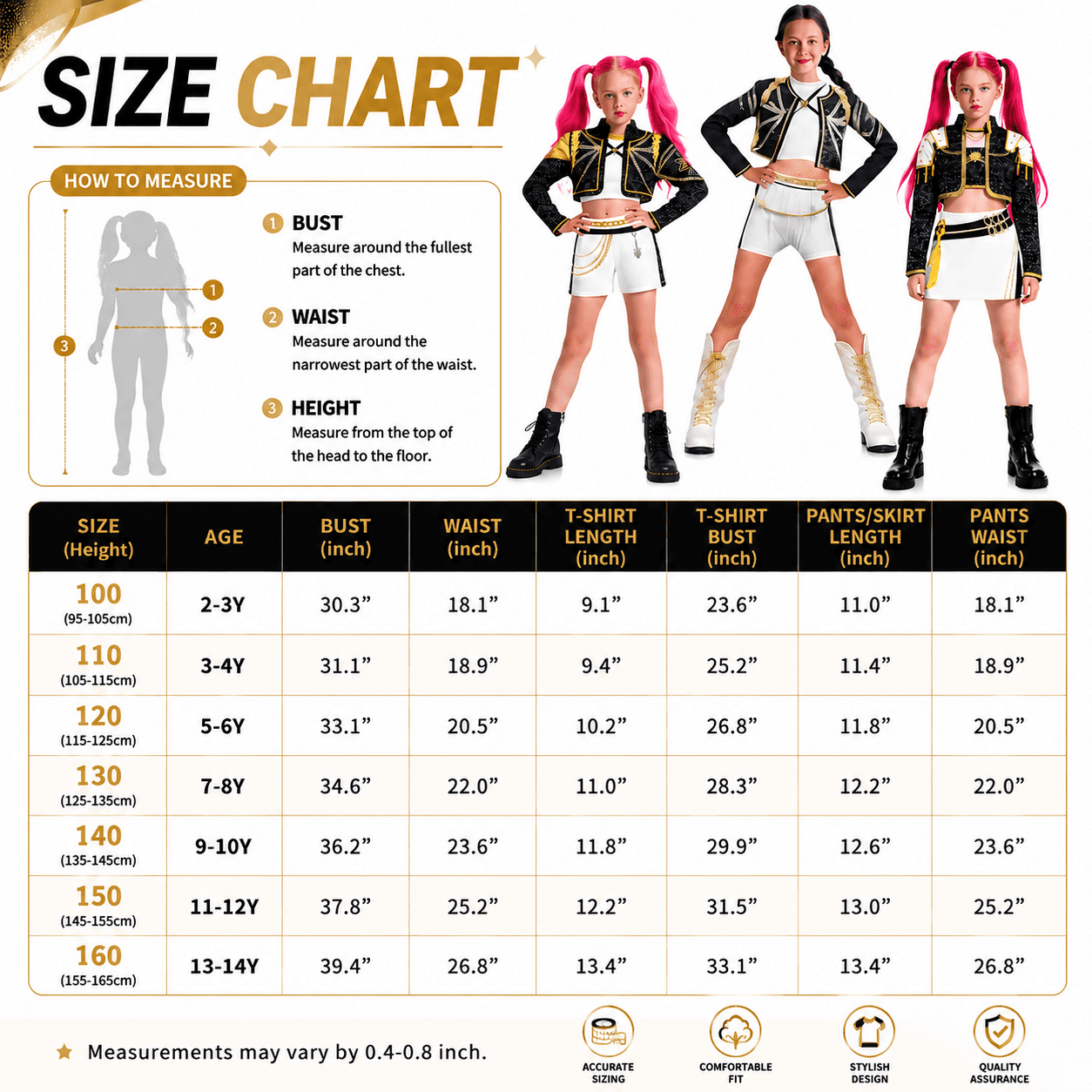 Girls black and gold pop star costume - image 3