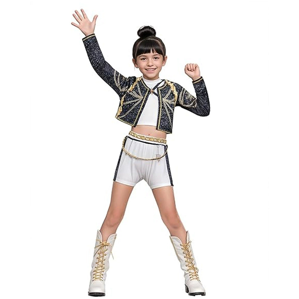 Girls black and gold pop star costume - image 10