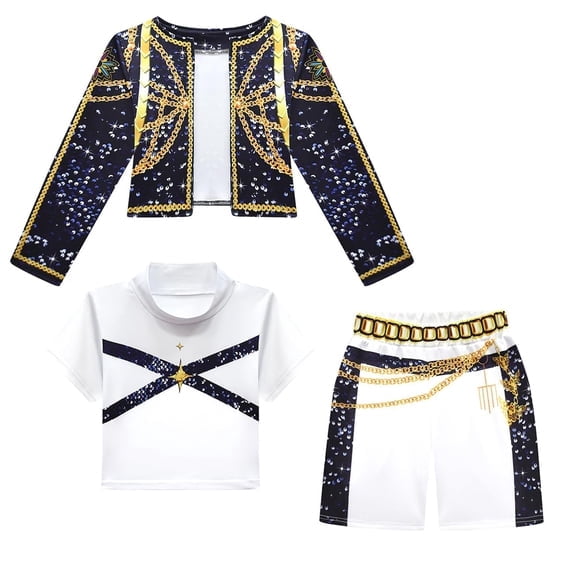 Girls black and gold pop star costume - image 12