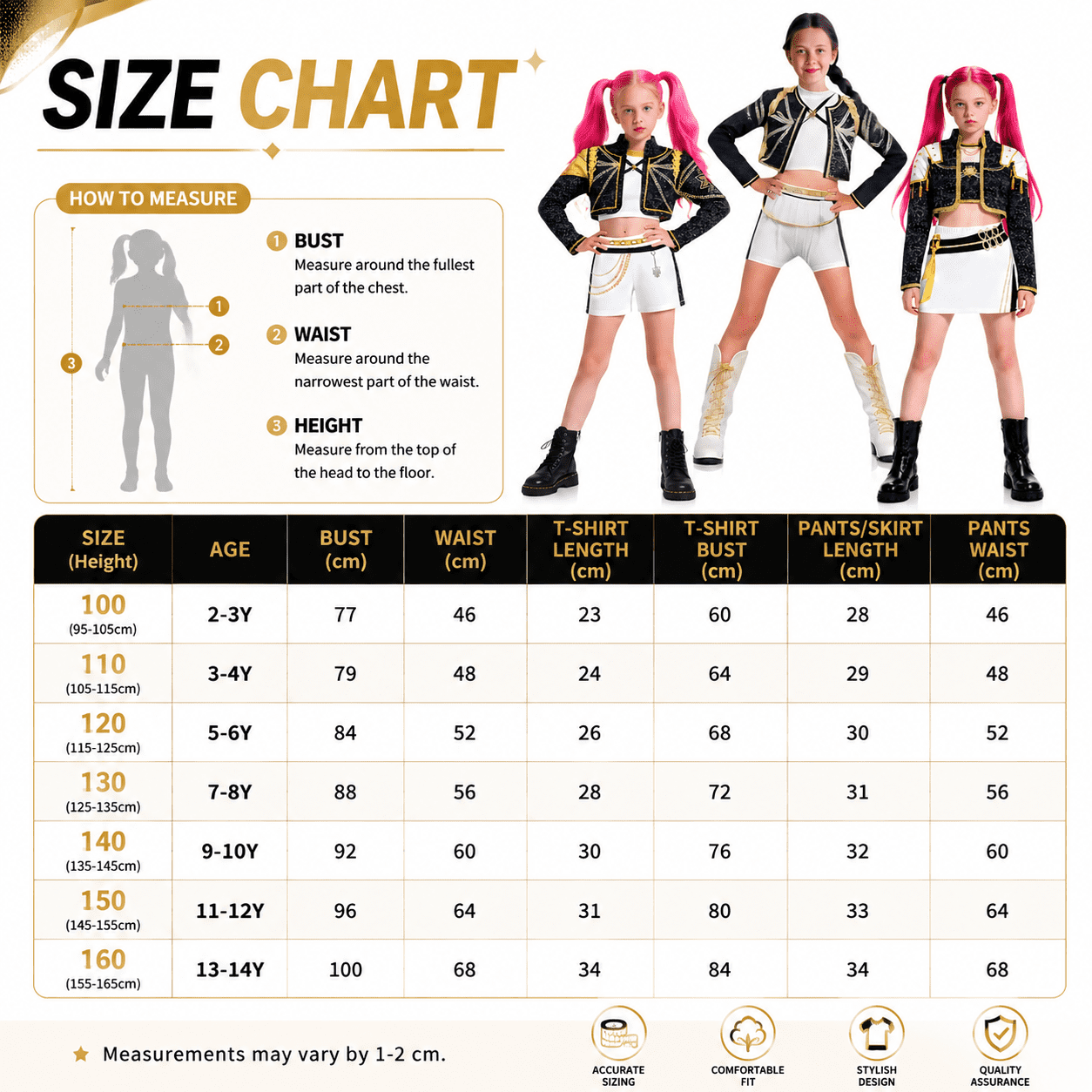 Girls black and gold pop star costume - image 16