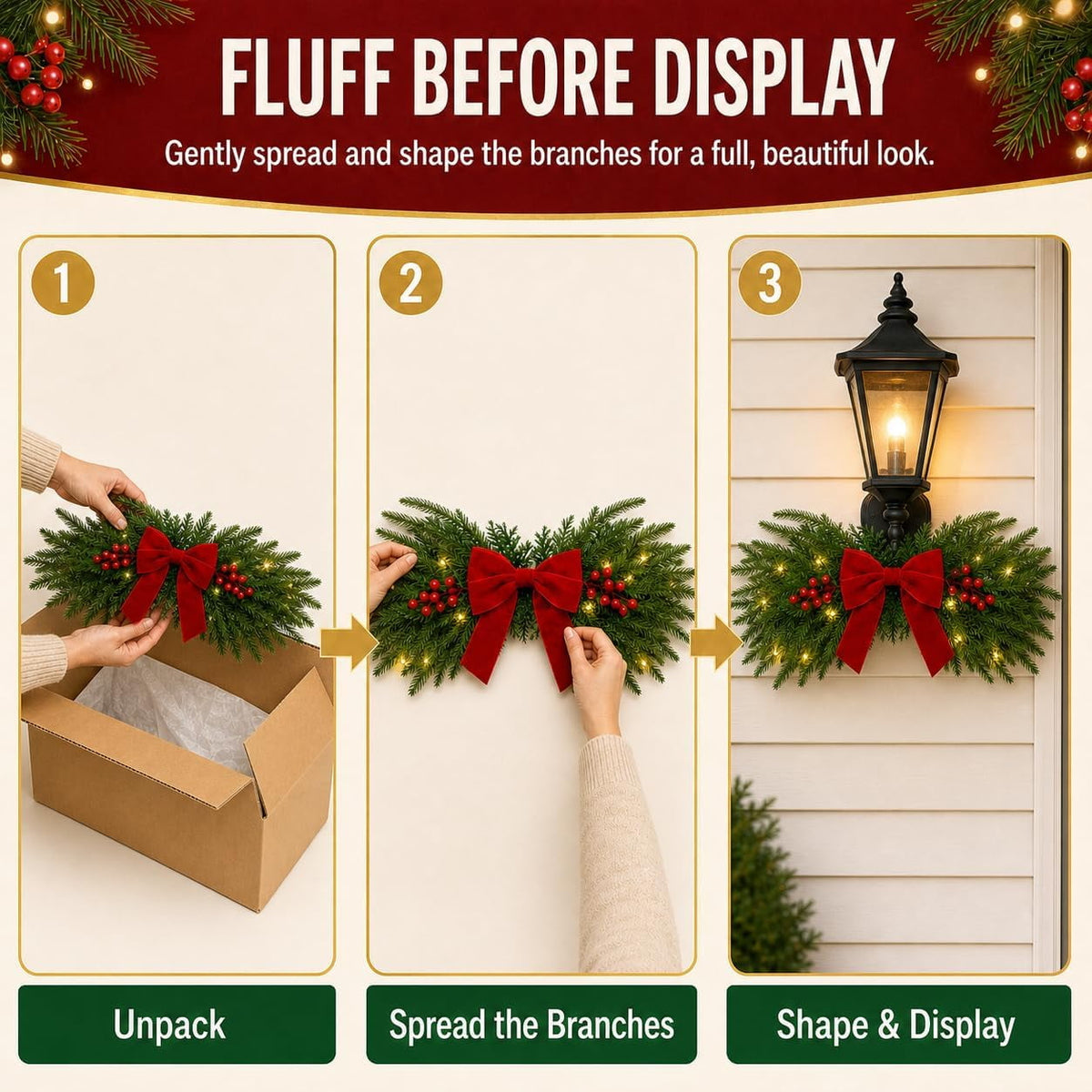 2PCS Christmas Swags - Curved - image 4