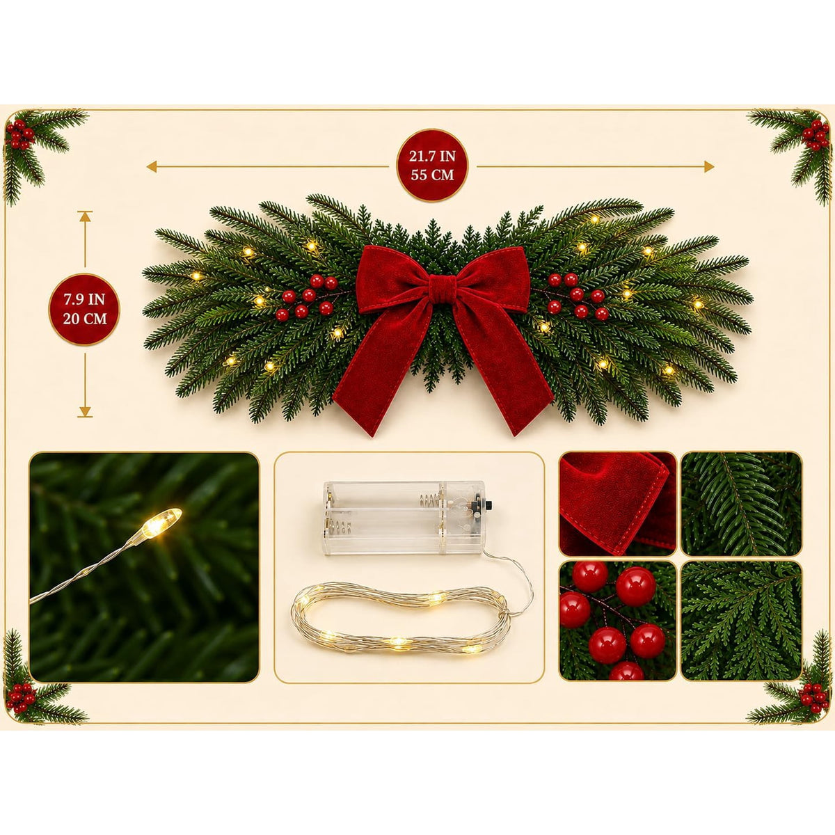 2PCS Christmas Swags - Curved - image 5