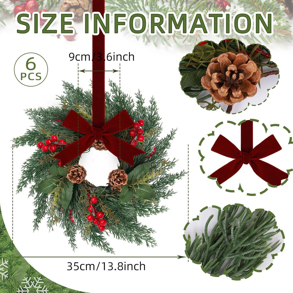 6PCS Mini Christmas Wreaths - Pine - image 2