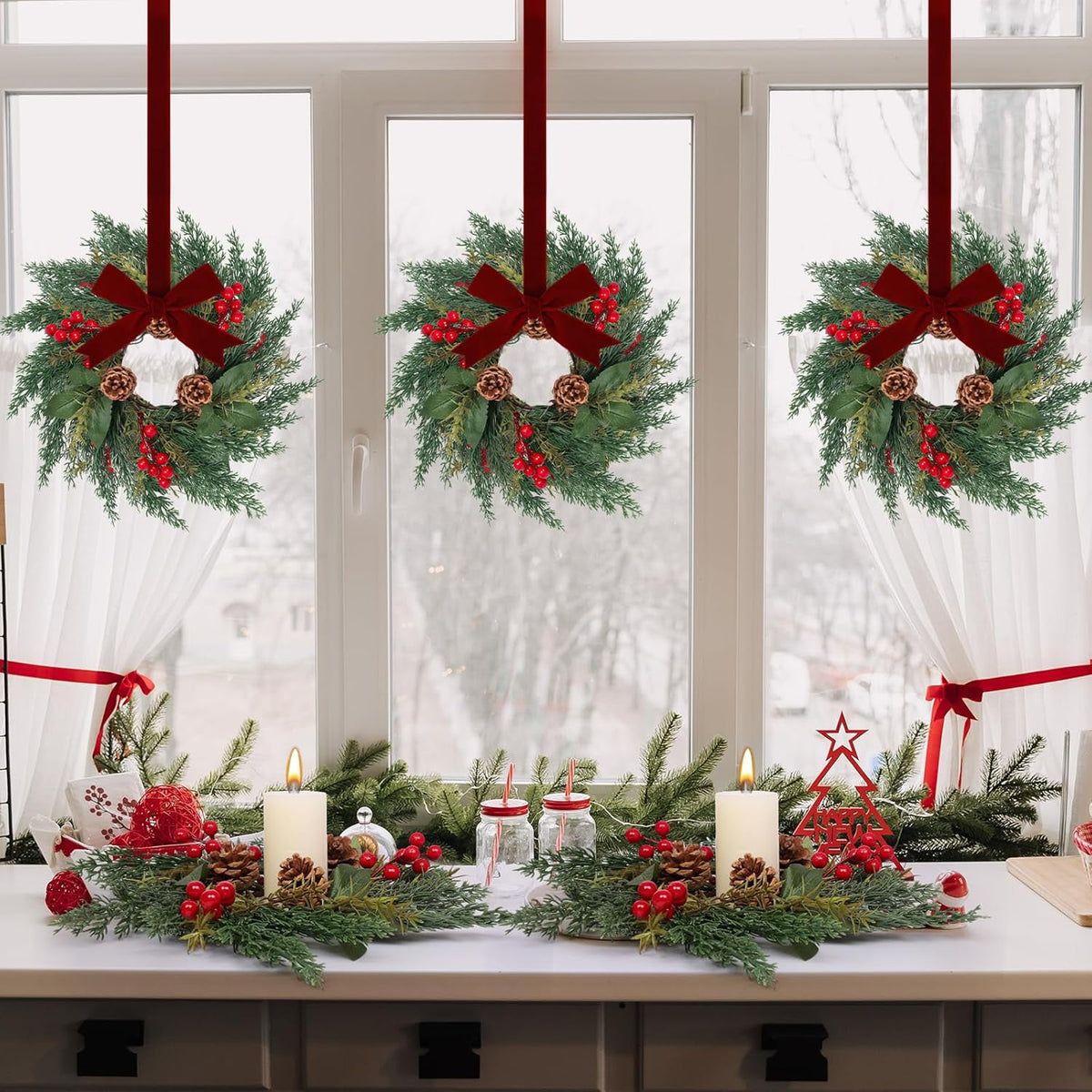 6PCS Mini Christmas Wreaths - Pine - image 3