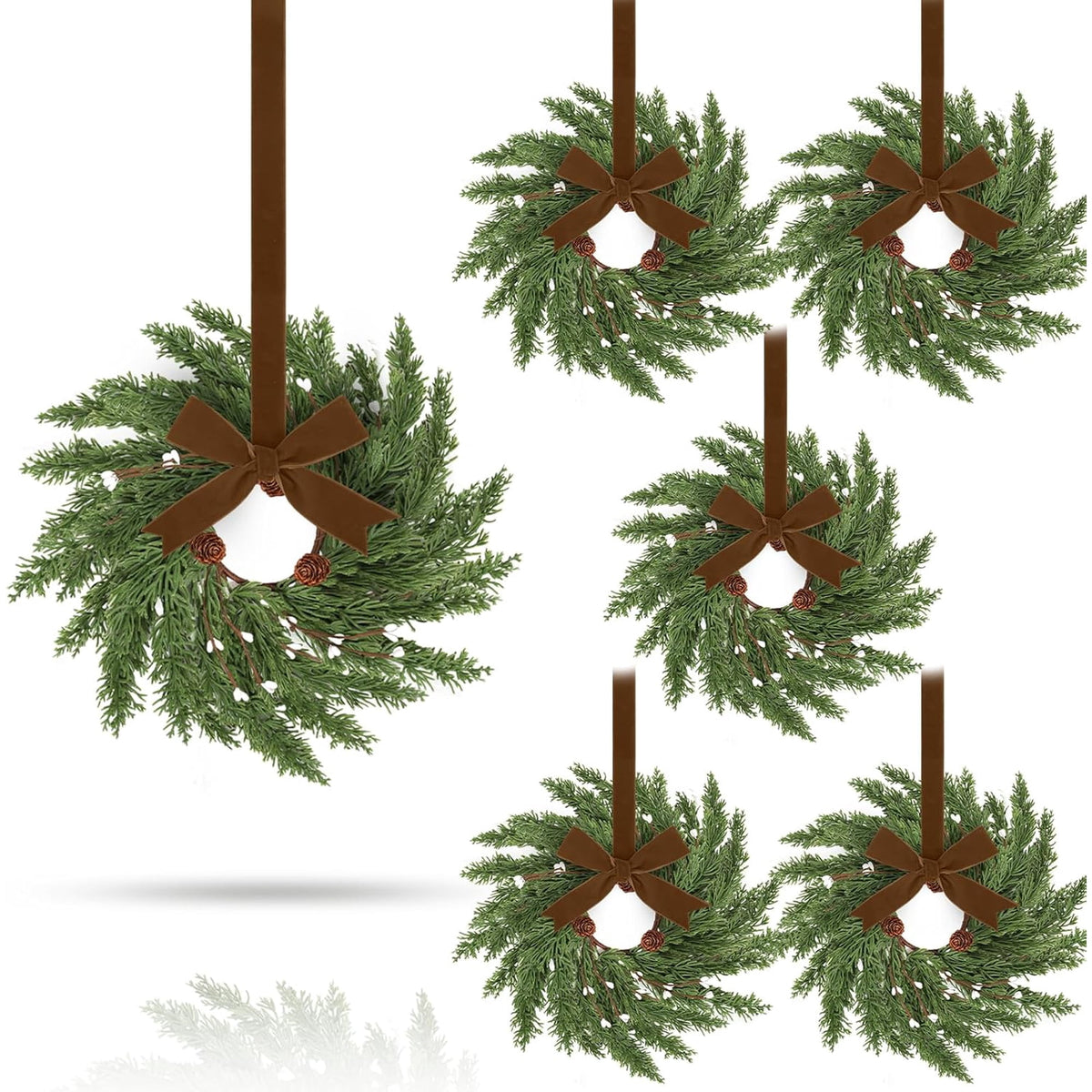6PCS Mini Christmas Wreaths - Pine - image 8