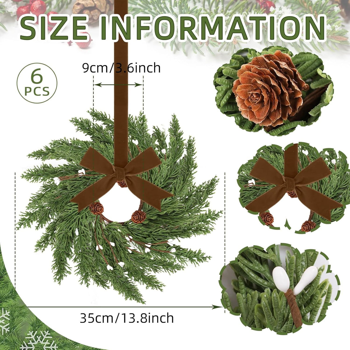 6PCS Mini Christmas Wreaths - Pine - image 9
