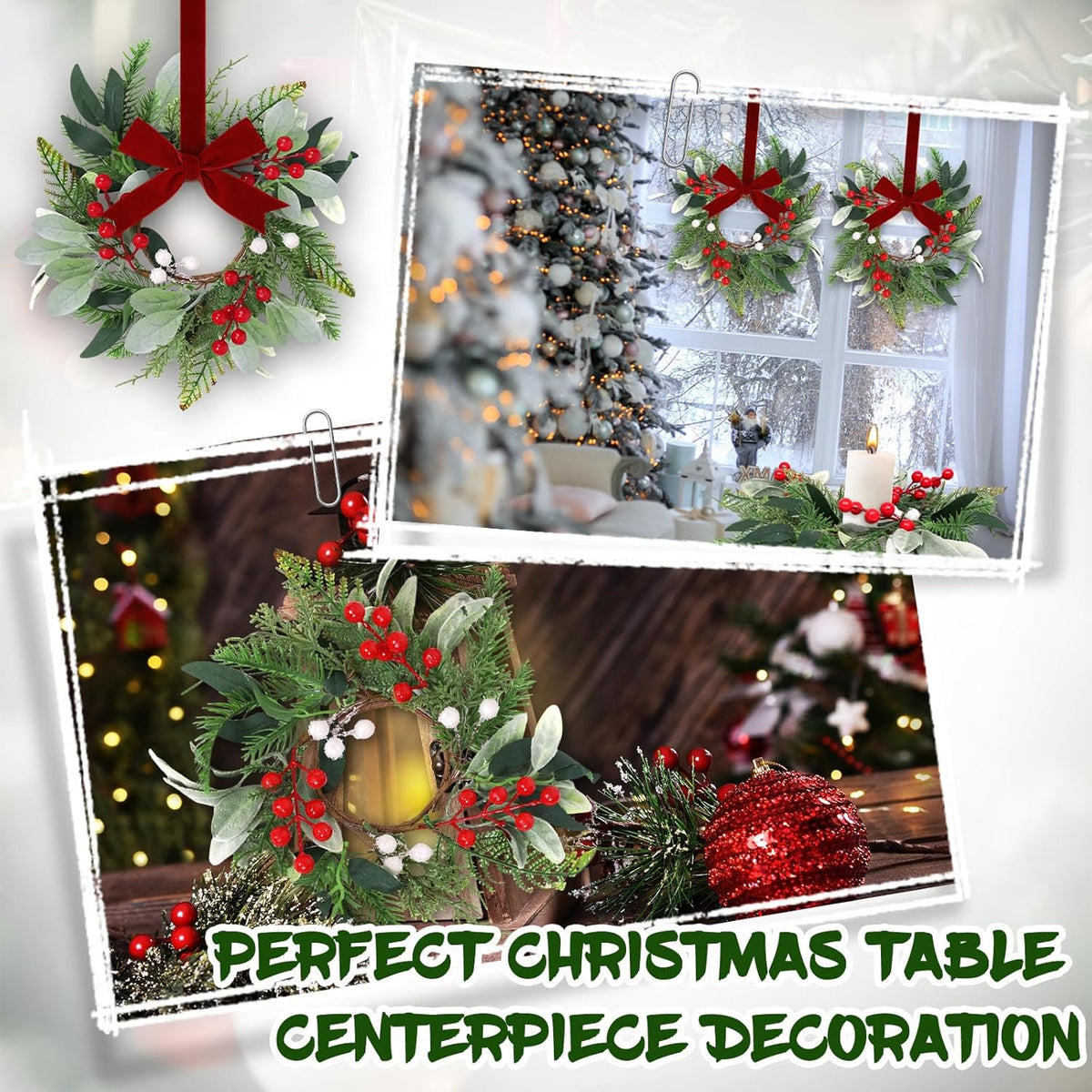 6PCS Mini Christmas Wreaths - Red - image 7