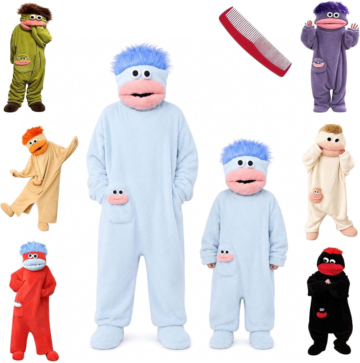 Blue A Funny Big Mouth Monster Onesie