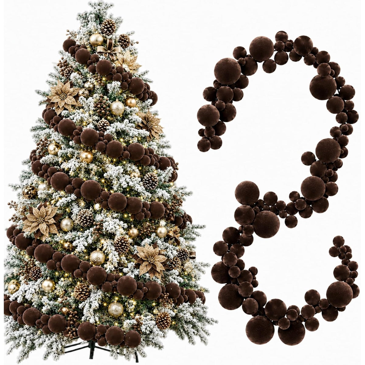 Velvet Ball Garland - Brown