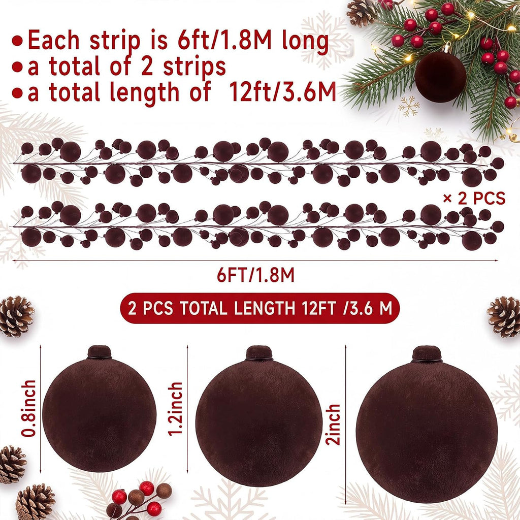Velvet Ball Garland - Brown - image 2