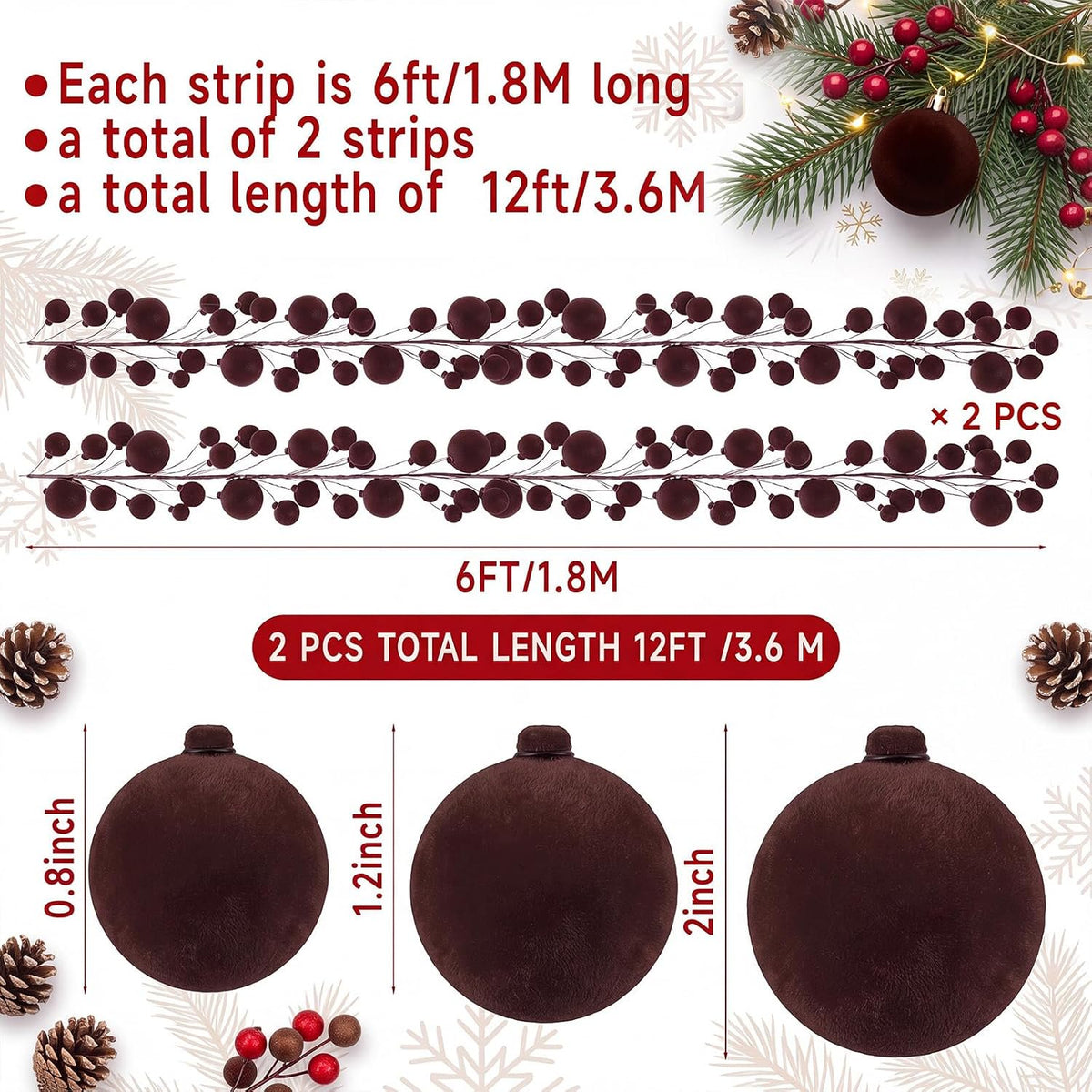 Velvet Ball Garland - Brown - image 2
