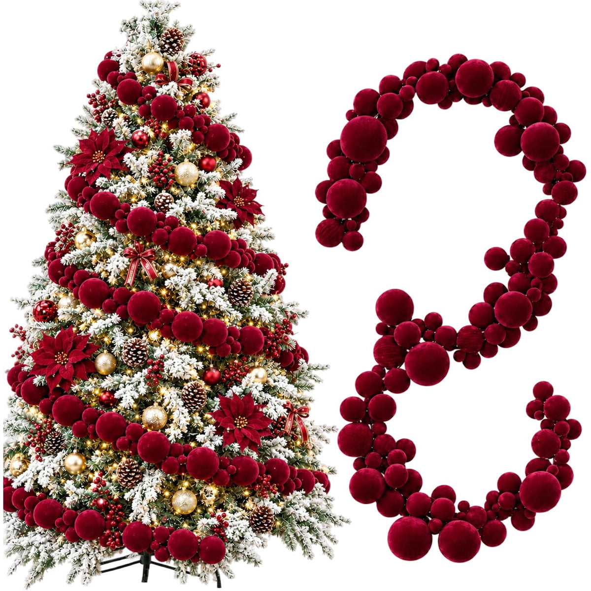 Velvet Ball Garland - Burgundy