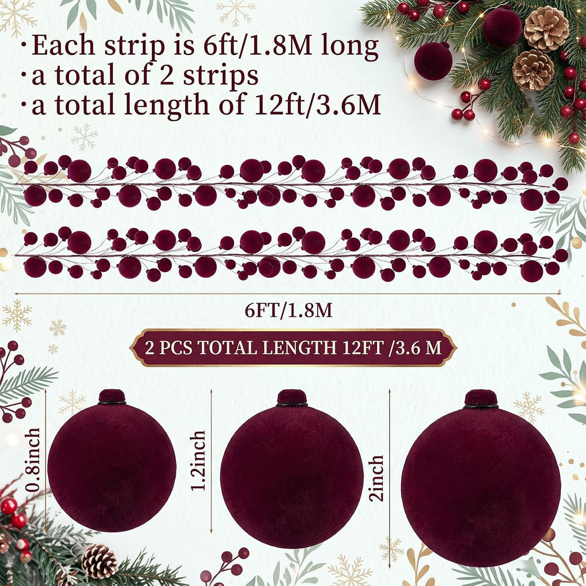 Velvet Ball Garland - Burgundy - image 2