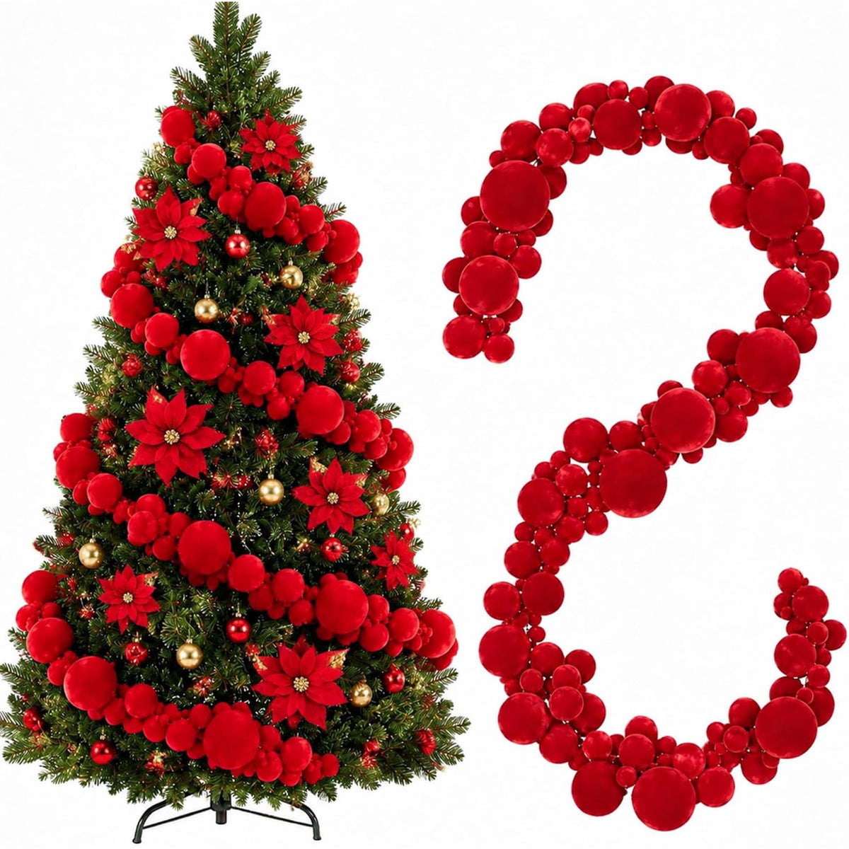 Velvet Ball Garland - Red