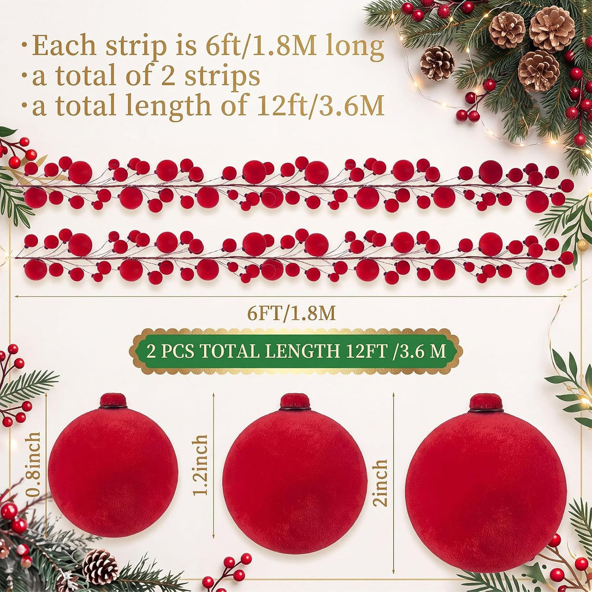 Velvet Ball Garland - Red - image 2