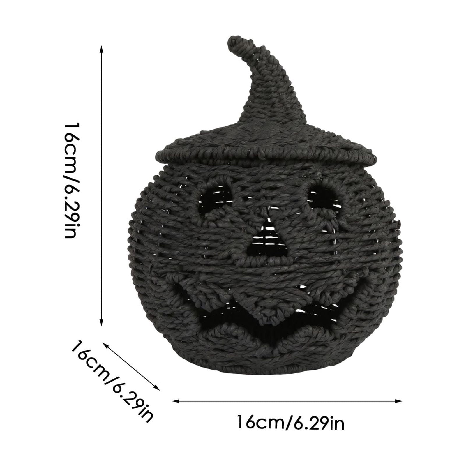 Handwoven Wicker Pumpkin Jack-O'-Lantern Style A-2