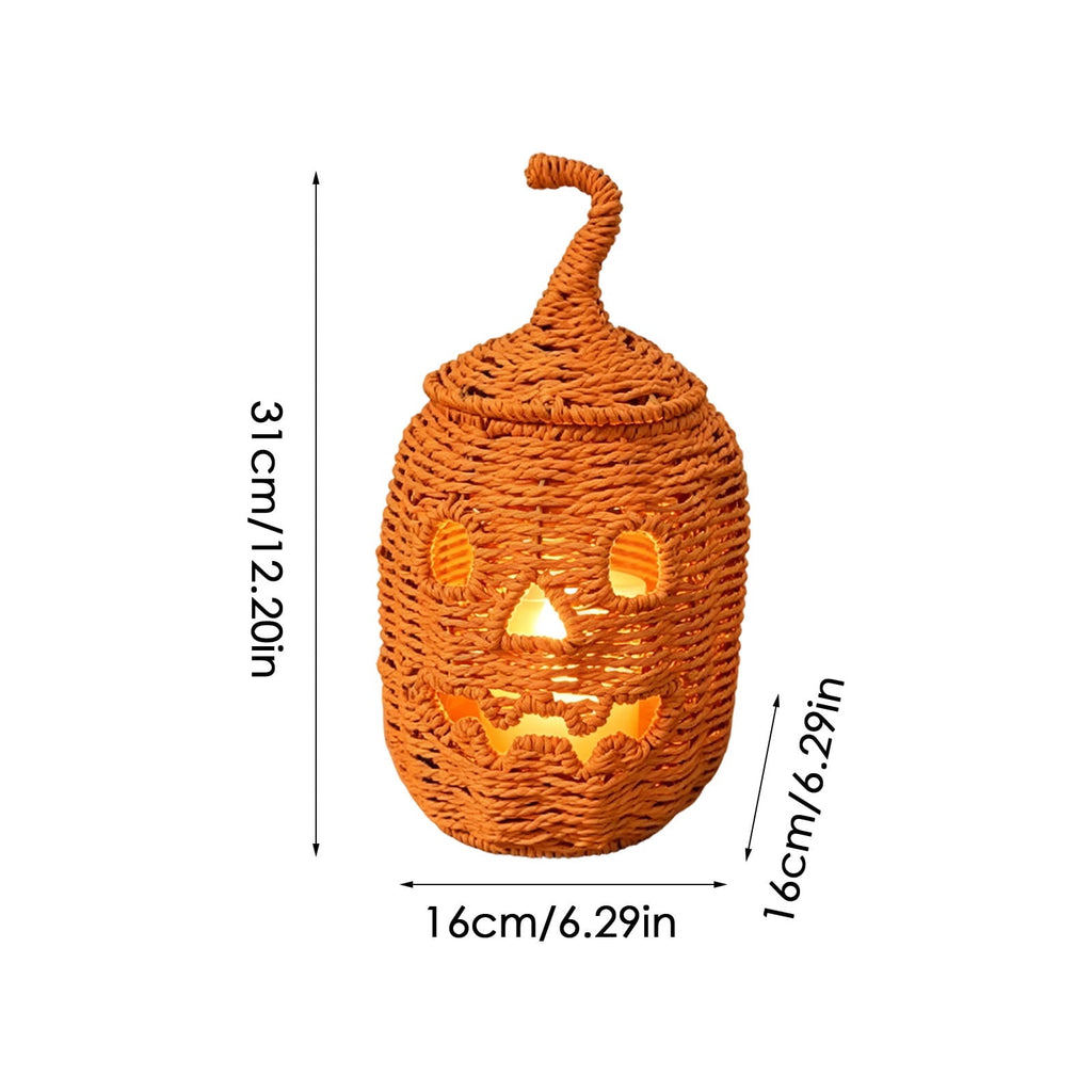Handwoven Wicker Pumpkin Jack-O'-Lantern Style B-2