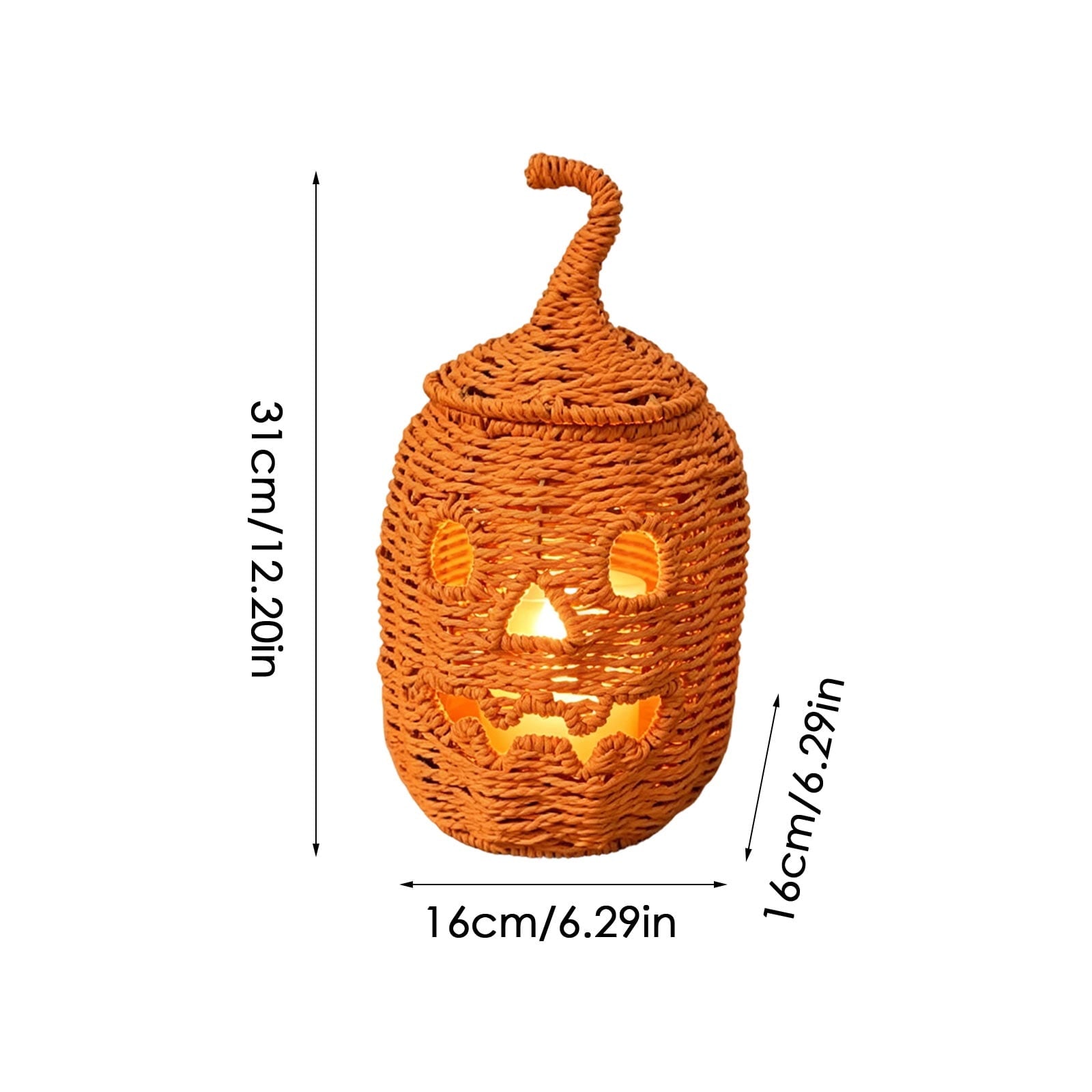 Handwoven Wicker Pumpkin Jack-O'-Lantern Style B-2